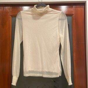 Sanctuary Swiss Dot Lined Mesh Top S